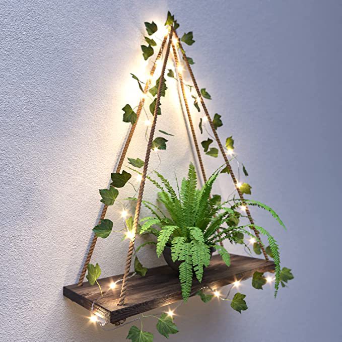LED Strip Wall Decor with Hanging Plant